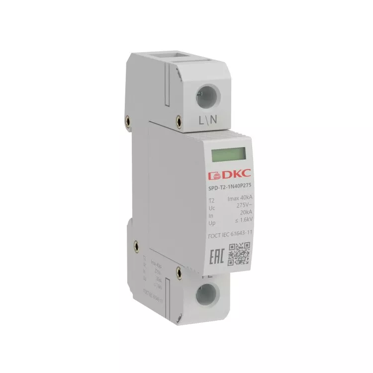 ���������� ������ �� ������c��� �������������� (����) YON max ��� 2 1� Imax 40kA �� ������� ������� Un 275V | SPD-T2-1N40P275 | DKC