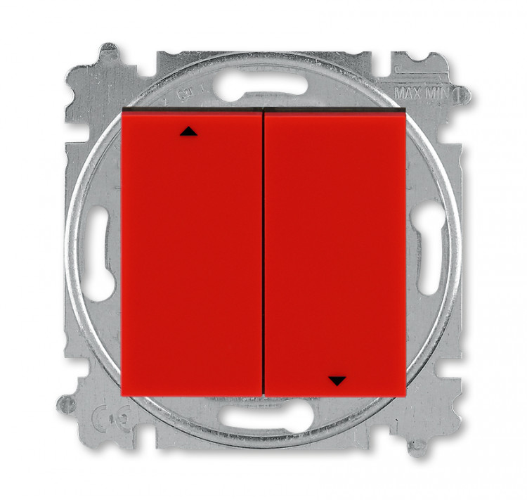 ABB Levit Красный / дымчатый чёрный Выключатель жалюзи 2-кл. с фиксацией клавиш ABB