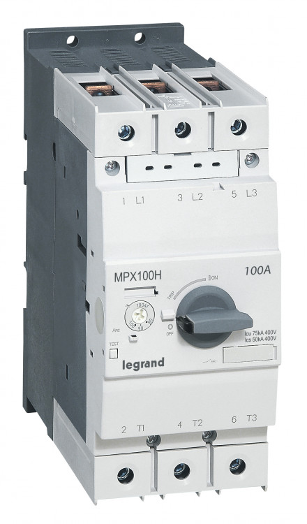 Автоматический выключатель для защиты электродвигателей MPX3 T100H 75A 50kA Legrand