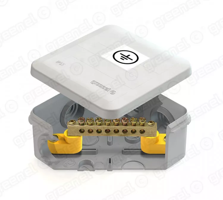 ������� �����. ����������� (���) 100�100�50��, 6 �����������, � ����� 6�9 8����, IP55, �������� "����������" GREENEL