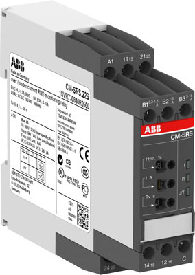Однофазное реле контроля тока CM-SRS.21S (диапазоны измерения 3-30мА, 10- 100мA, 0.1-1A) 110-130В AC, 2ПК, винтовые клеммы ABB
