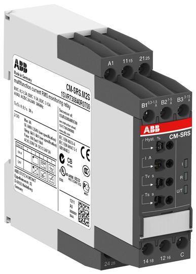 Однофазное реле контроля тока CM-SRS.M1S многофункц. питание 24-240В AC/DC, 1ПК, винтовые клеммы ABB