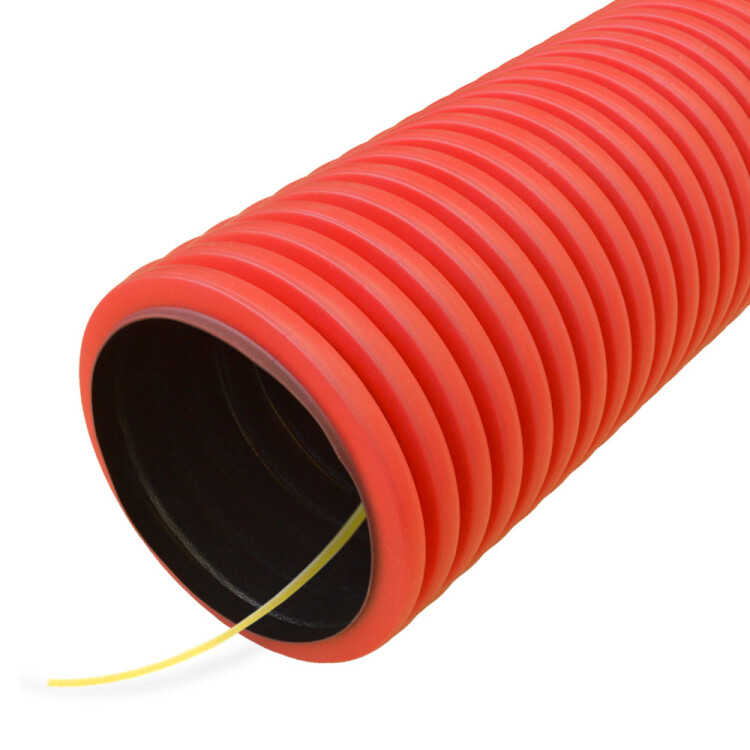 Труба двустенная гофрированная гибкая ПЭ 110мм тип 450 с протяжкой (50м) красный Промрукав