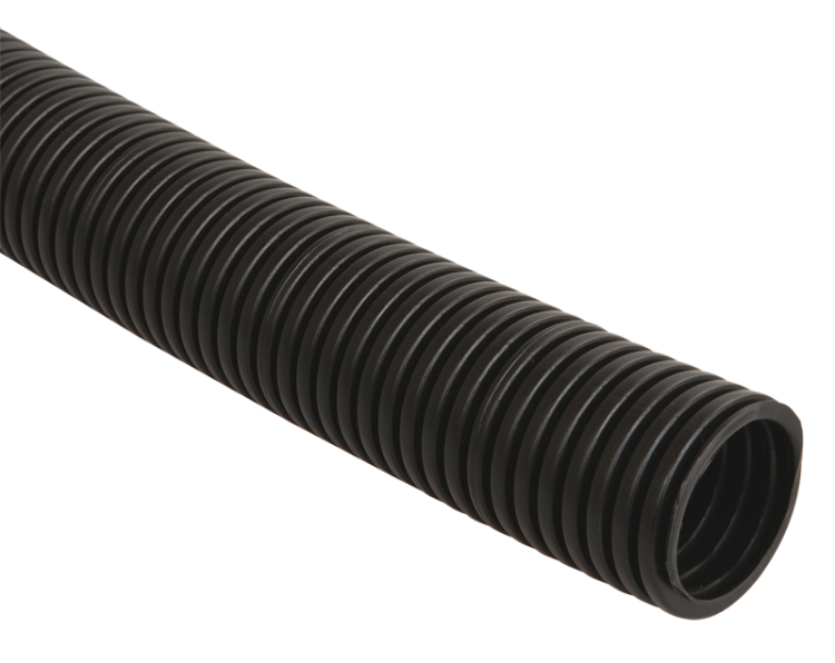 Труба гибкая гофрированная ПНД 16мм с протяжкой (10м) черный IEK