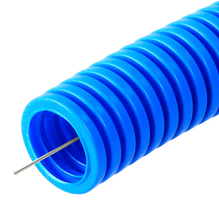 Труба гофрированная ПП безгалогенная (HF) синяя с/з д16 (100м/5500м уп/пал) Строитель