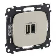 Valena ALLURE ��. ����� �������� ���������� � 2-�� USB-��������� ��� �-��� � 240�/5� 3000�� � ������� ������� Legrand