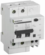 Выключатель автоматический дифференциальный АД12 GENERICA 2п 25А C 100мА тип AC (4 мод) IEK