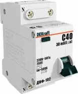 Выключатель автоматический дифференциальный ДИФ-102 1п+N 16А C 30мА тип AC DEKraft