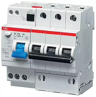 Выключатель автоматический дифференциальный DS203 M 3п 13А B 30мА тип AC (5 мод) ABB