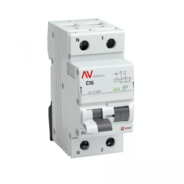 Выключатель автоматический дифференциальный DVA-6 1п+N 16А B 30мА тип A AVERES EKF