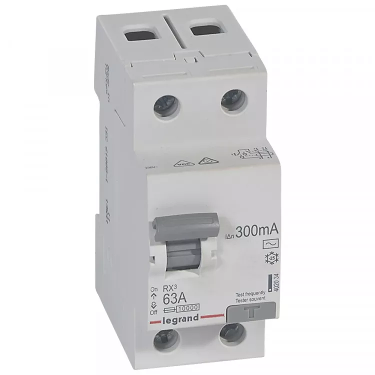 Выключатель дифференциальный (УЗО) RX3 2п 63А 300мА тип AC Legrand