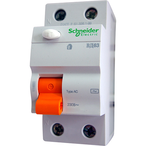 Выключатель дифференциальный (УЗО) ВД63 2п 40А 300мА тип AC Schneider Electric
