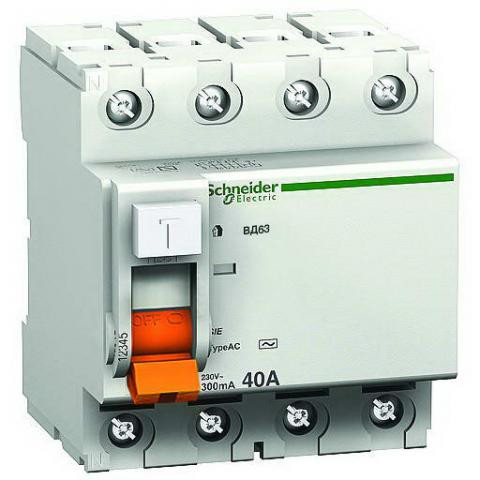 Выключатель дифференциальный (УЗО) ВД63 4п 63А 30мА тип AC Schneider Electric