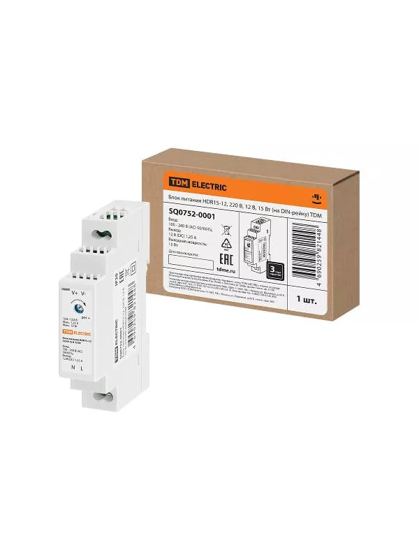 ���� ������� HDR15-12,�220 �, 12 �, 15 �� (�� DIN-�����) | SQ0752-0001 | TDM