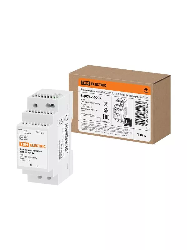 ���� ������� HDR30-12, 220 �, 12 �, 30 �� (�� DIN-�����) | SQ0752-0002 | TDM