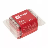 Алкалиновая батарейка типа ААА(LR03) пластиковый бокс 24шт. | LR03-BOX24 | EKF
